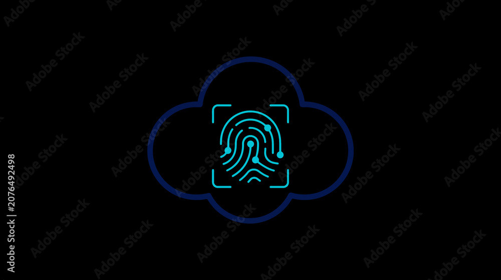 2D illuminated cloud icon in dark mode, symbolizing secure cloud computing and network security.
