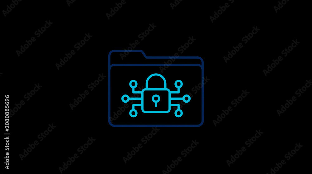 2D illuminated document icon in dark mode, symbolizing encrypted data storage and document security.