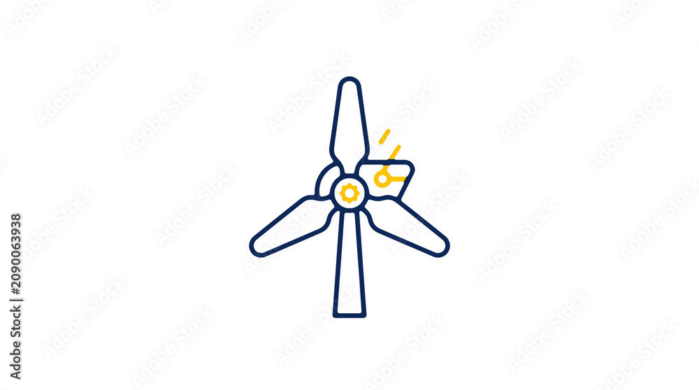 Minimalist illustration of a wind turbine and pipeline on a light background, symbolizing renewable energy and sustainable eco infrastructure.