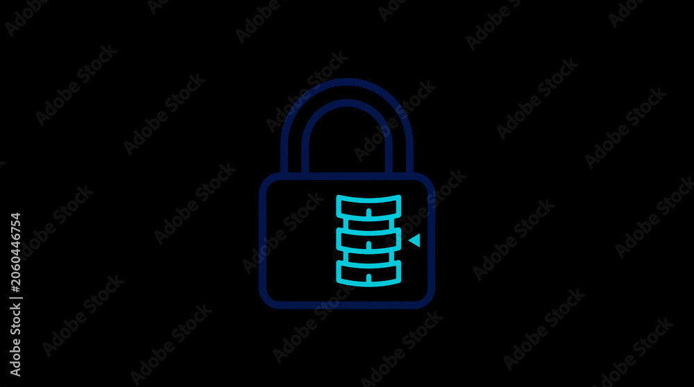 2D illuminated padlock icon in dark mode, symbolizing digital access control and cybersecurity.  ☁️ Alt-Texte: Cloud Se