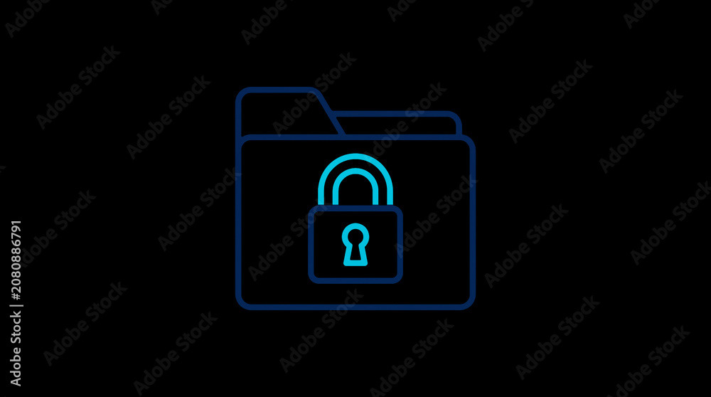 2D illuminated document icon in dark mode, symbolizing encrypted data storage and document security.