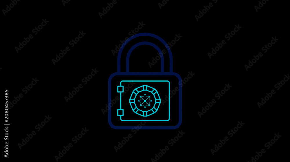 2D illuminated padlock icon in dark mode, symbolizing digital access control and cybersecurity.  ☁️ Alt-Texte: Cloud Se