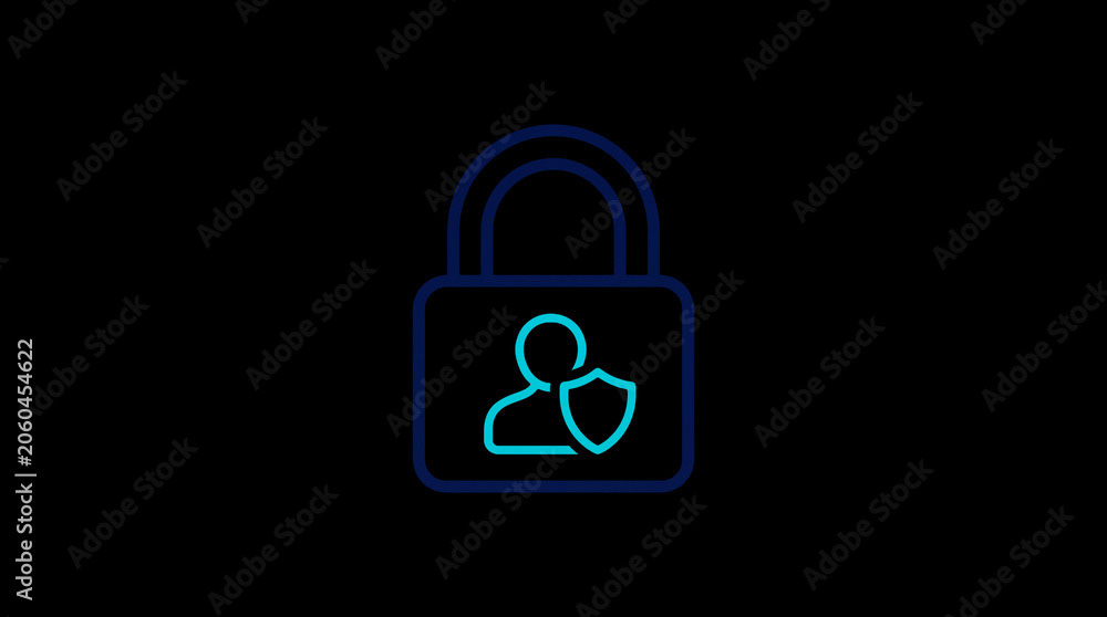 2D illuminated padlock icon in dark mode, symbolizing digital access control and cybersecurity.  ☁️ Alt-Texte: Cloud Se