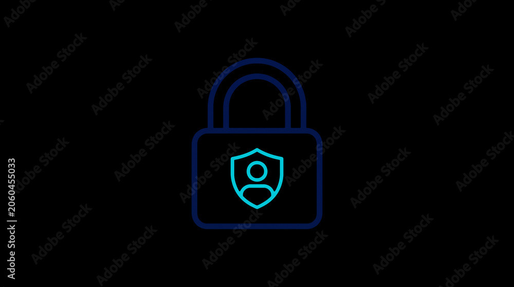 2D illuminated padlock icon in dark mode, symbolizing digital access control and cybersecurity.  ☁️ Alt-Texte: Cloud Se