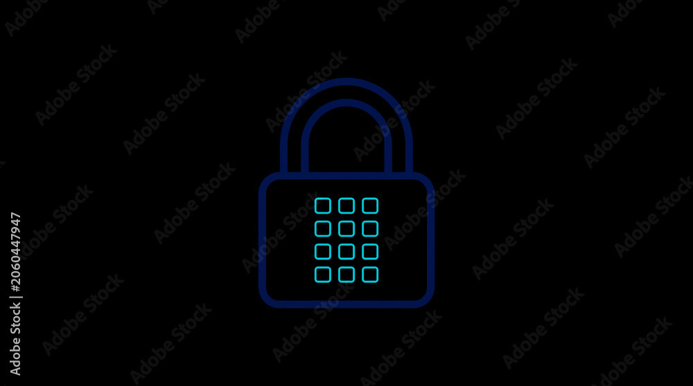 2D illuminated padlock icon in dark mode, symbolizing digital access control and cybersecurity.  ☁️ Alt-Texte: Cloud Se