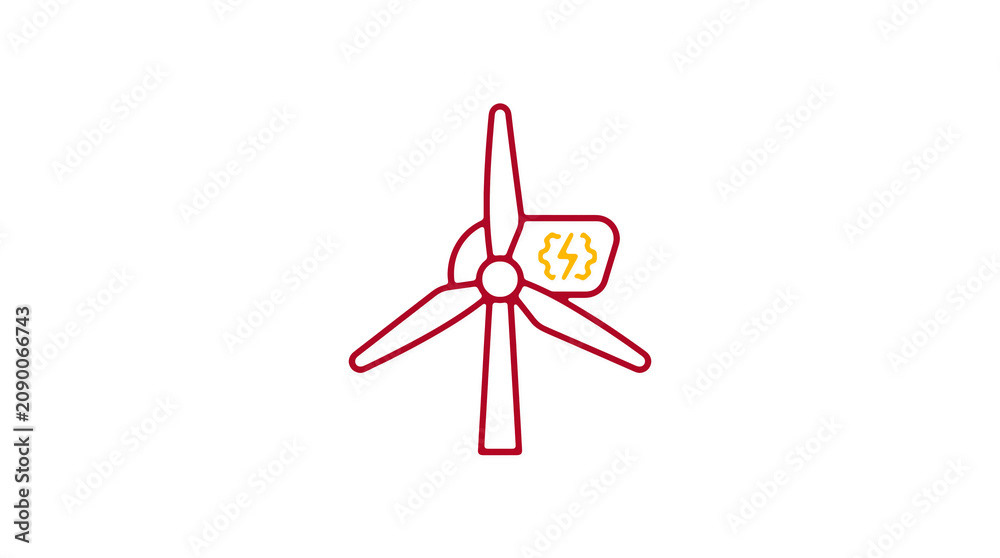 Minimalist illustration of a wind turbine and pipeline on a light background, symbolizing renewable energy and sustainable eco infrastructure.