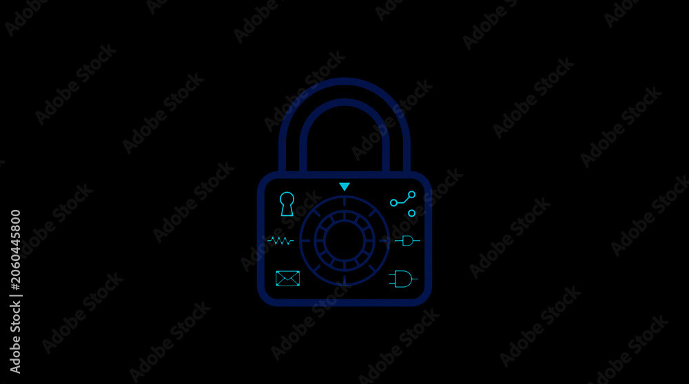 2D illuminated padlock icon in dark mode, symbolizing digital access control and cybersecurity.  ☁️ Alt-Texte: Cloud Se