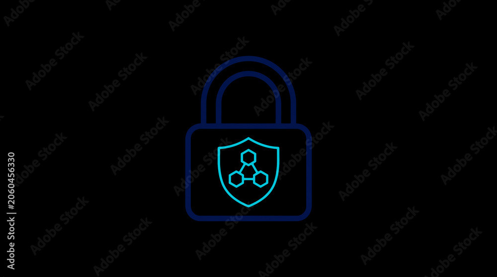 2D illuminated padlock icon in dark mode, symbolizing digital access control and cybersecurity.  ☁️ Alt-Texte: Cloud Se