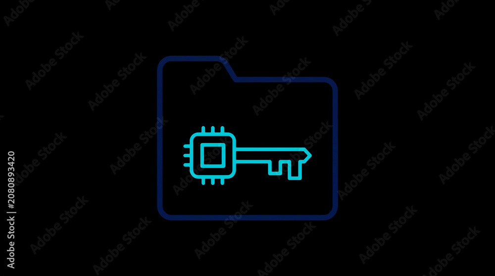 2D illuminated document icon in dark mode, symbolizing encrypted data storage and document security.