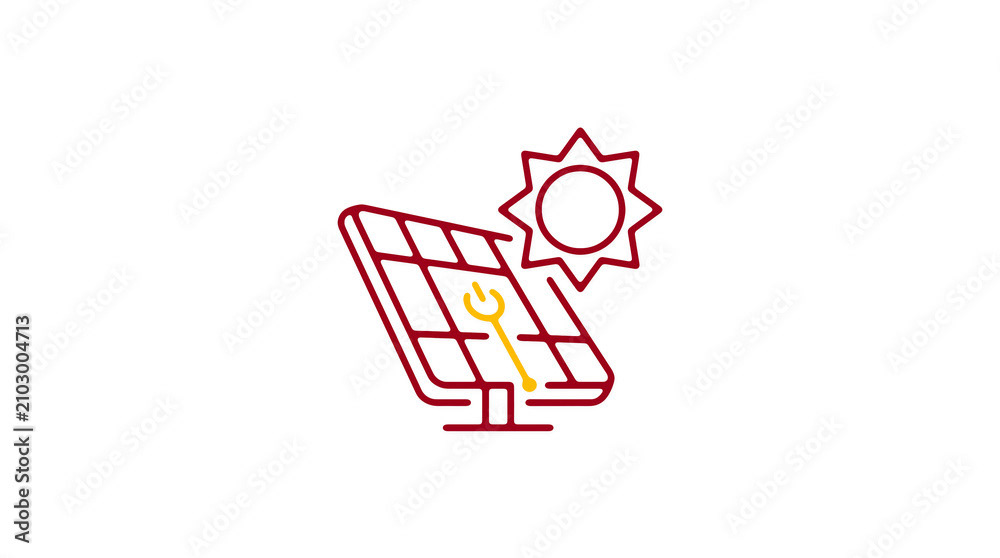 Modern 2D solar power illustration on pure white background for web designers