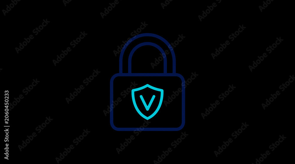 2D illuminated padlock icon in dark mode, symbolizing digital access control and cybersecurity.  ☁️ Alt-Texte: Cloud Se
