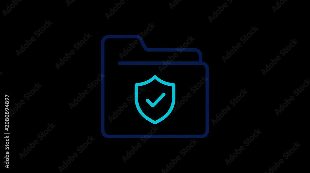 2D illuminated document icon in dark mode, symbolizing encrypted data storage and document security.