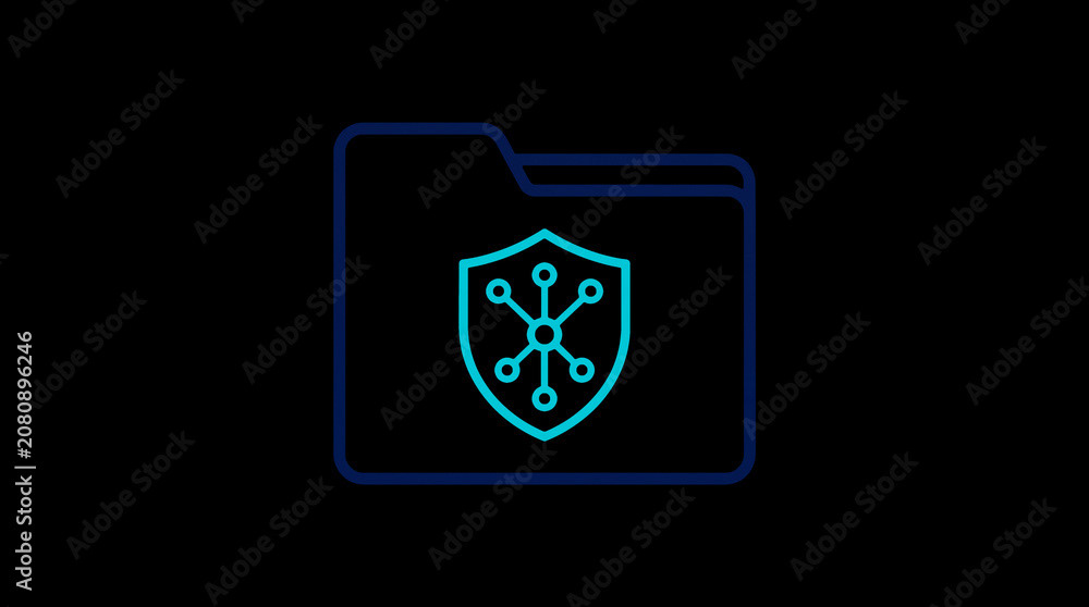 2D illuminated document icon in dark mode, symbolizing encrypted data storage and document security.