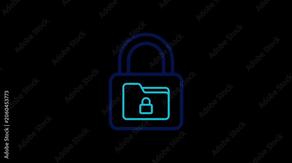 2D illuminated padlock icon in dark mode, symbolizing digital access control and cybersecurity.  ☁️ Alt-Texte: Cloud Se