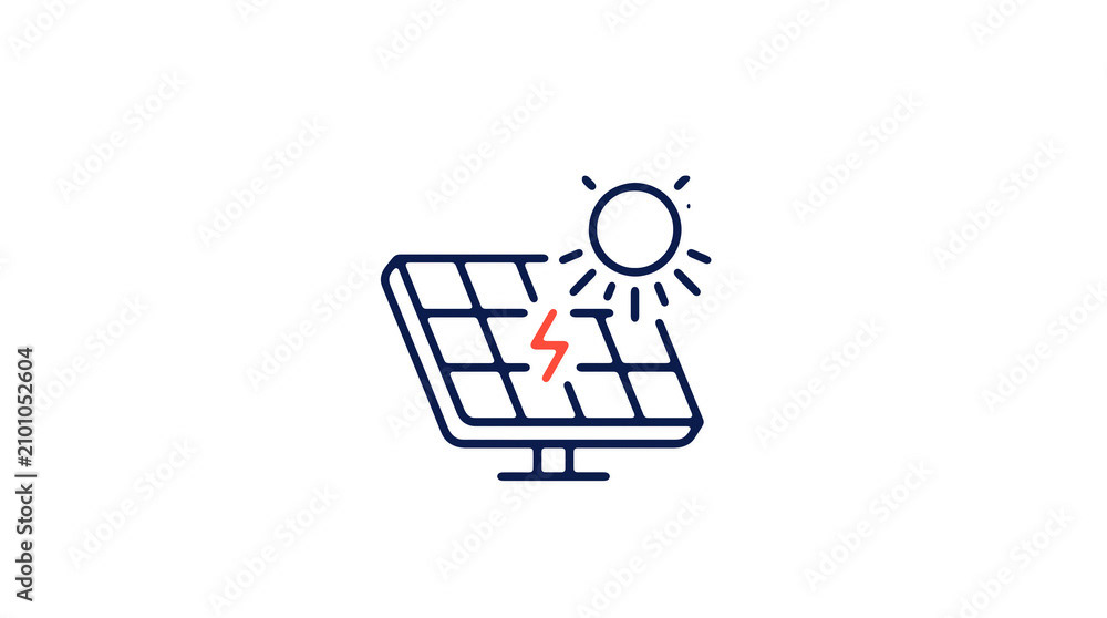Modern 2D solar power illustration on pure white background for web designers