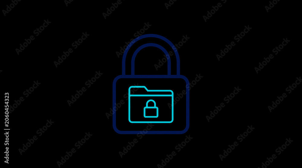 2D illuminated padlock icon in dark mode, symbolizing digital access control and cybersecurity.  ☁️ Alt-Texte: Cloud Se