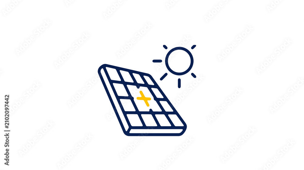 Modern 2D solar power illustration on pure white background for web designers