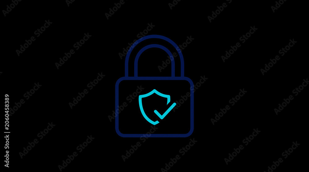 2D illuminated padlock icon in dark mode, symbolizing digital access control and cybersecurity.  ☁️ Alt-Texte: Cloud Se