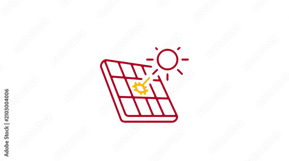 Modern 2D solar power illustration on pure white background for web designers