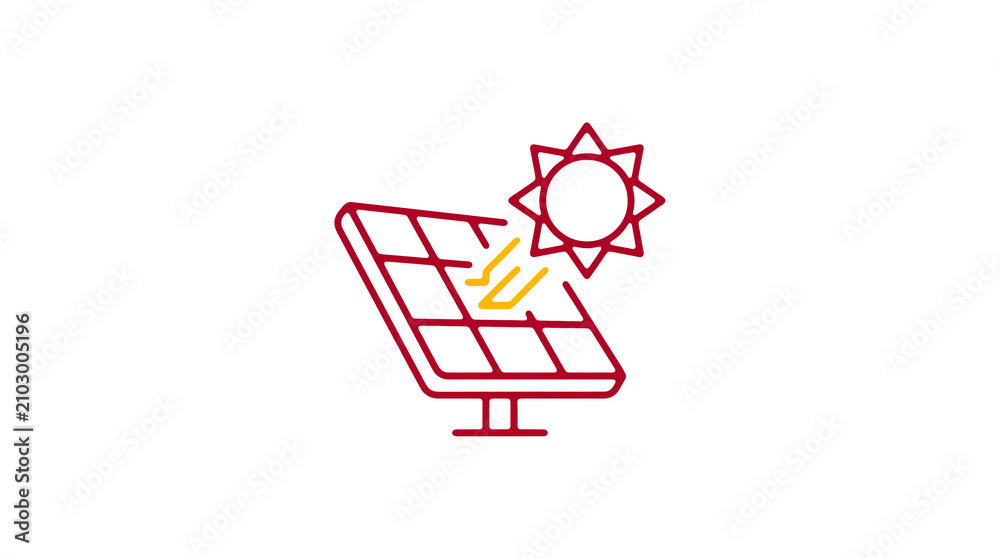 Modern 2D solar power illustration on pure white background for web designers
