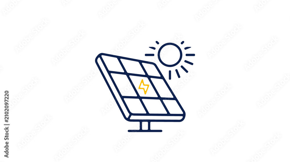 Modern 2D solar power illustration on pure white background for web designers