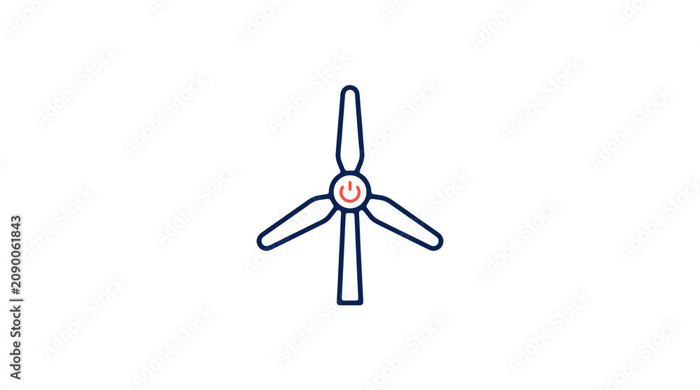 Minimalist illustration of a wind turbine and pipeline on a light background, symbolizing renewable energy and sustainable eco infrastructure.