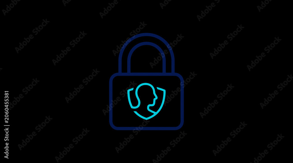 2D illuminated padlock icon in dark mode, symbolizing digital access control and cybersecurity.  ☁️ Alt-Texte: Cloud Se