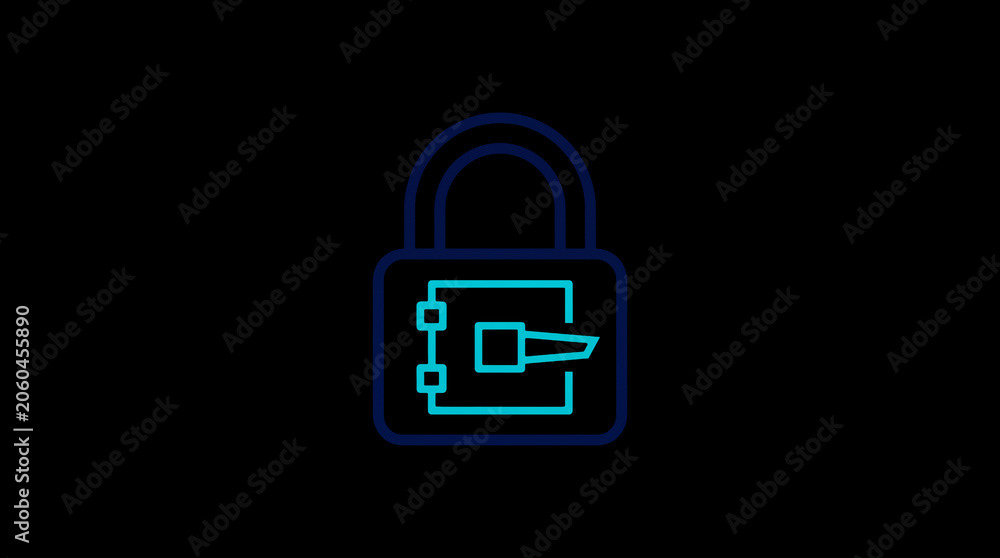 2D illuminated padlock icon in dark mode, symbolizing digital access control and cybersecurity.  ☁️ Alt-Texte: Cloud Se