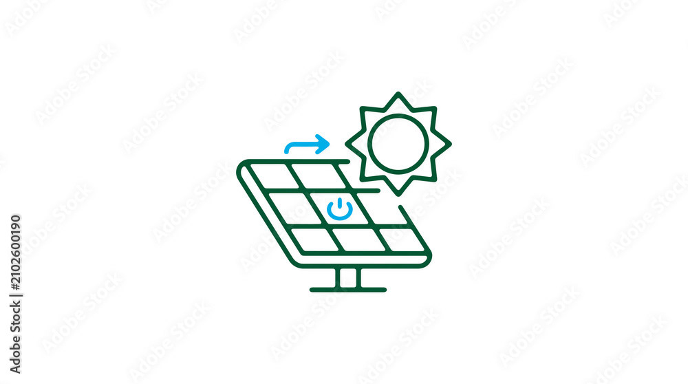 Modern 2D solar power illustration on pure white background for web designers