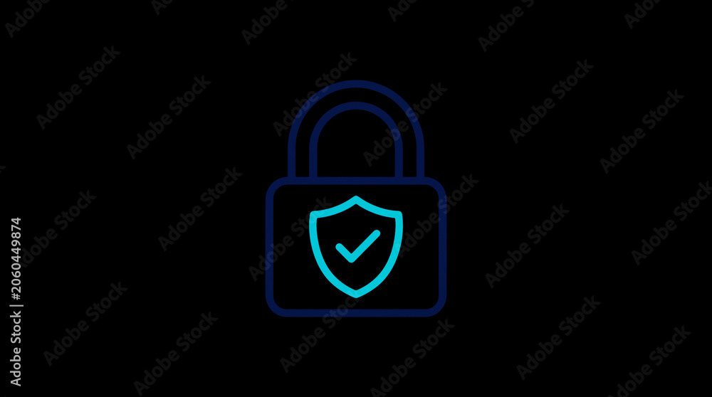 2D illuminated padlock icon in dark mode, symbolizing digital access control and cybersecurity.  ☁️ Alt-Texte: Cloud Se