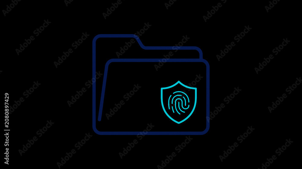 2D illuminated document icon in dark mode, symbolizing encrypted data storage and document security.