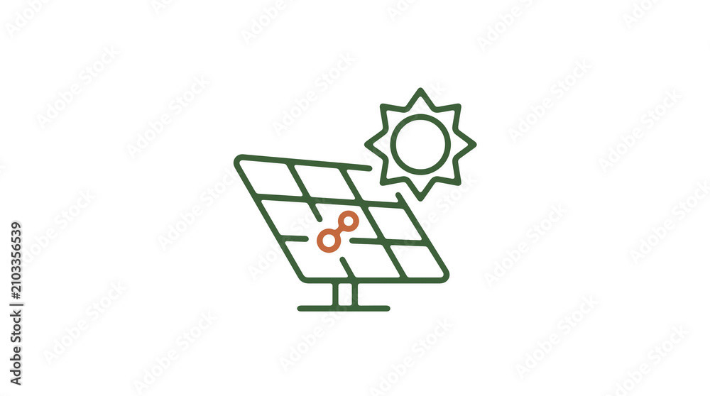 Modern 2D solar power illustration on pure white background for web designers