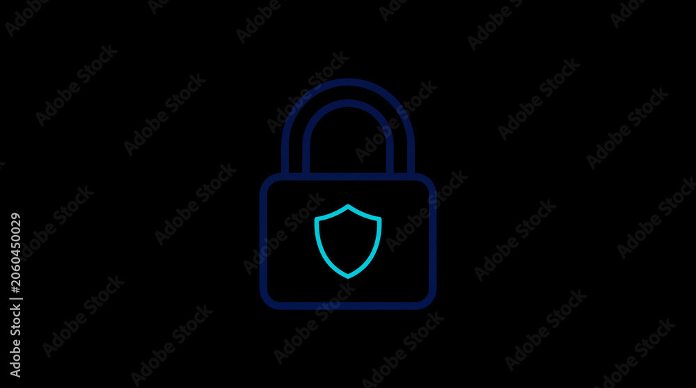 2D illuminated padlock icon in dark mode, symbolizing digital access control and cybersecurity.  ☁️ Alt-Texte: Cloud Se