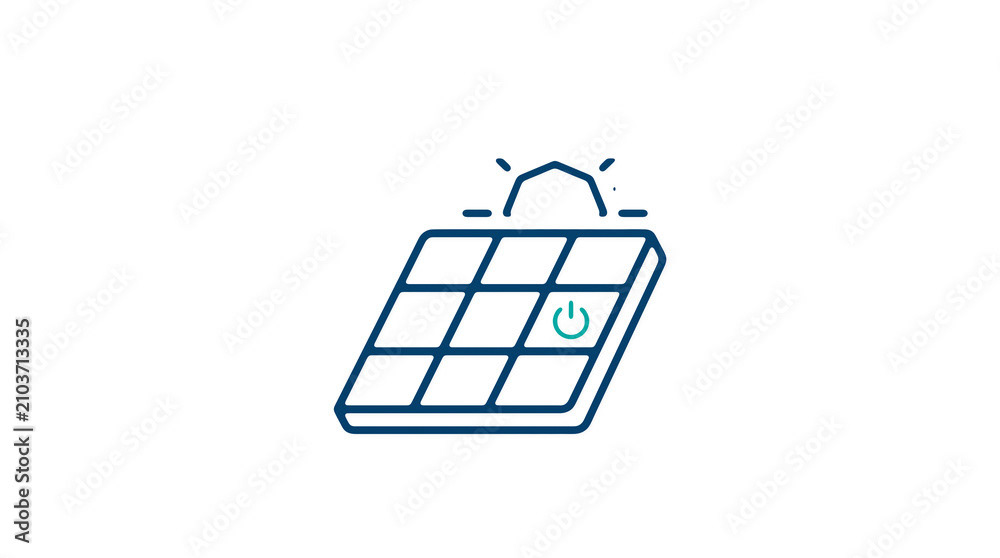 Modern 2D solar power illustration on pure white background for web designers