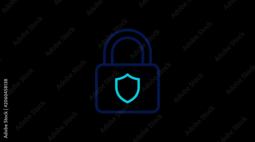 2D illuminated padlock icon in dark mode, symbolizing digital access control and cybersecurity.  ☁️ Alt-Texte: Cloud Se