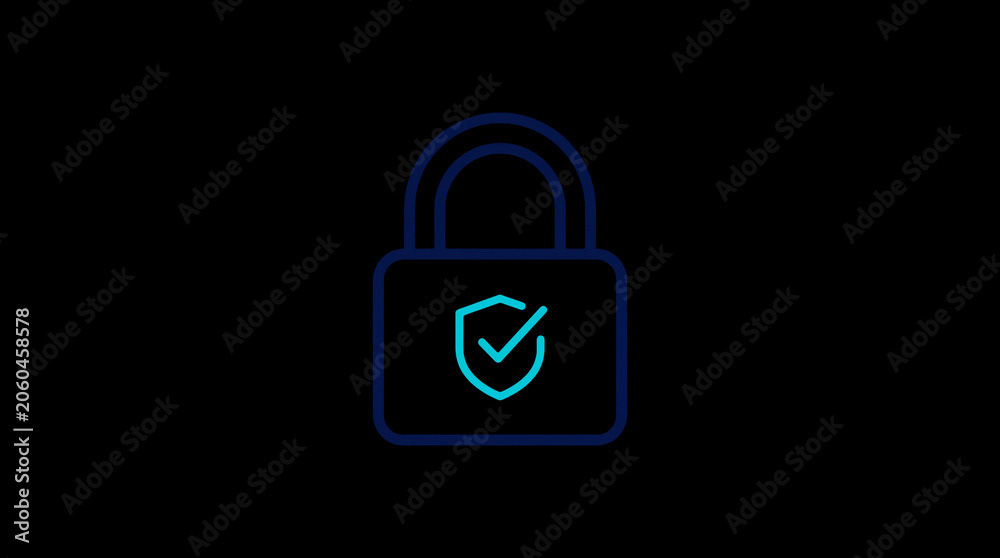 2D illuminated padlock icon in dark mode, symbolizing digital access control and cybersecurity.  ☁️ Alt-Texte: Cloud Se