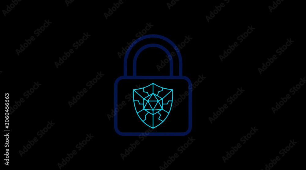2D illuminated padlock icon in dark mode, symbolizing digital access control and cybersecurity.  ☁️ Alt-Texte: Cloud Se