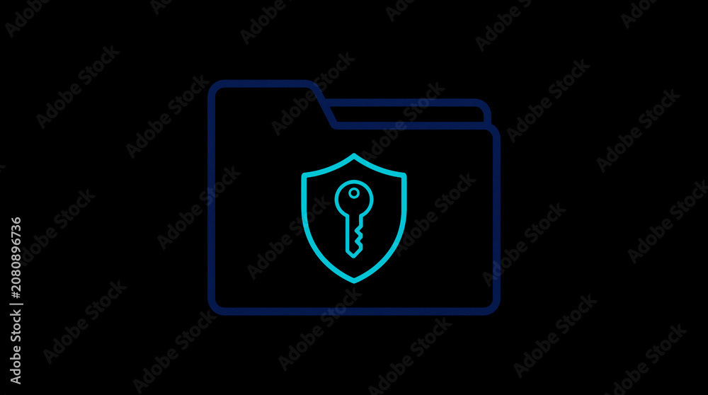 2D illuminated document icon in dark mode, symbolizing encrypted data storage and document security.