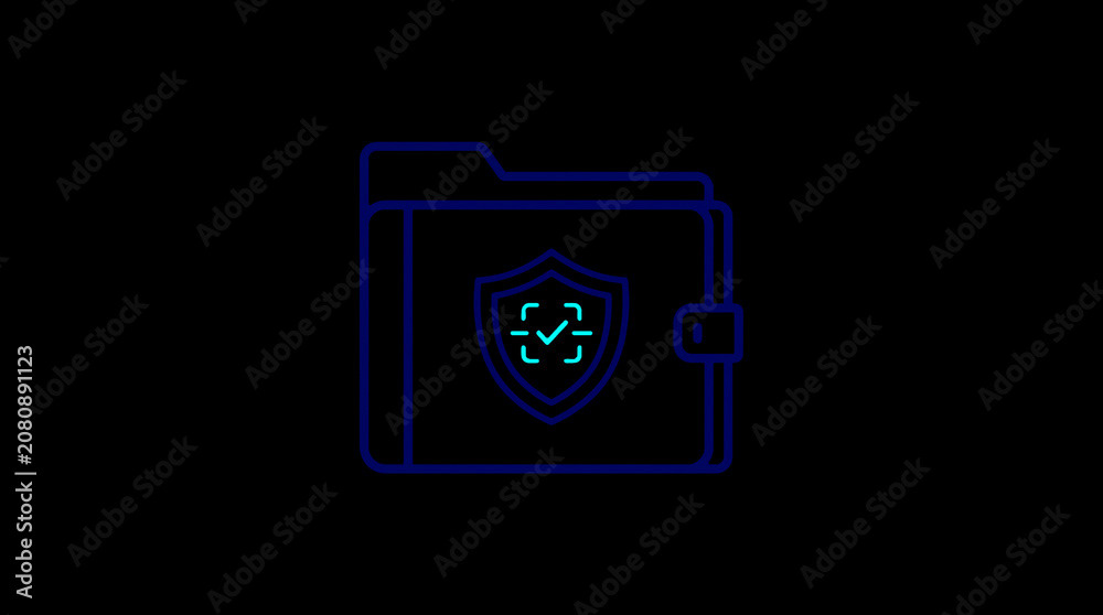 2D illuminated document icon in dark mode, symbolizing encrypted data storage and document security.
