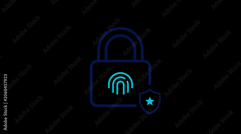 2D illuminated padlock icon in dark mode, symbolizing digital access control and cybersecurity.  ☁️ Alt-Texte: Cloud Se