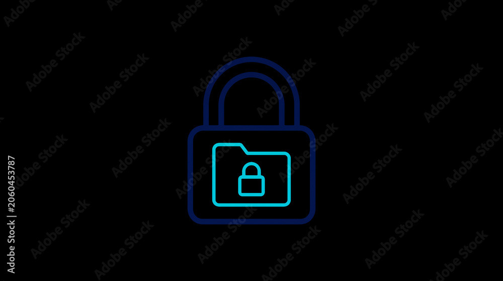 2D illuminated padlock icon in dark mode, symbolizing digital access control and cybersecurity.  ☁️ Alt-Texte: Cloud Se