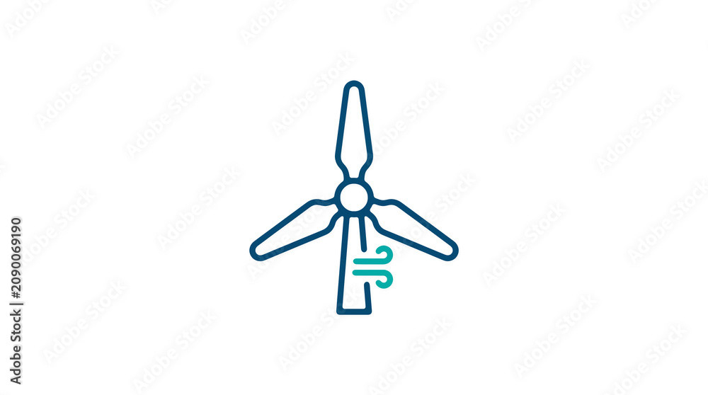 Minimalist illustration of a wind turbine and pipeline on a light background, symbolizing renewable energy and sustainable eco infrastructure.