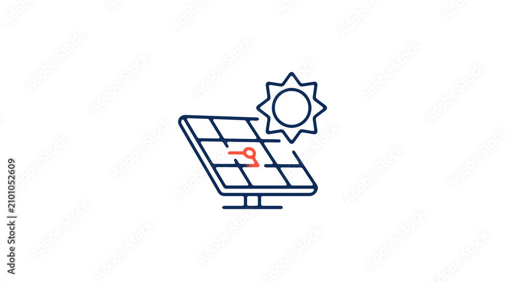 Modern 2D solar power illustration on pure white background for web designers