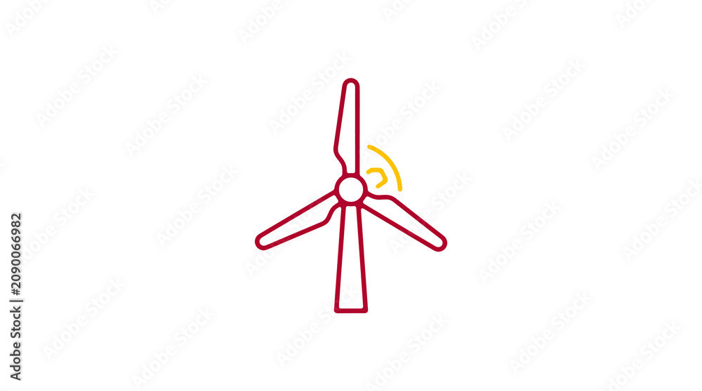 Minimalist illustration of a wind turbine and pipeline on a light background, symbolizing renewable energy and sustainable eco infrastructure.