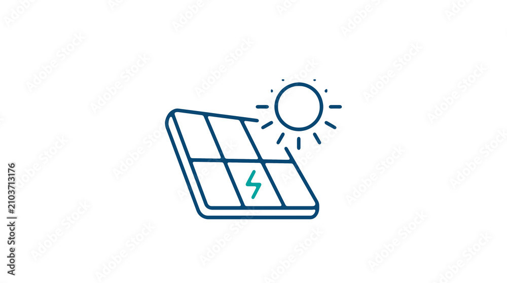 Modern 2D solar power illustration on pure white background for web designers