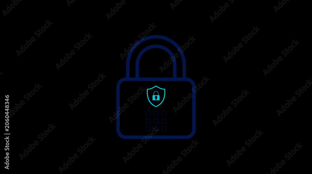 2D illuminated padlock icon in dark mode, symbolizing digital access control and cybersecurity.  ☁️ Alt-Texte: Cloud Se