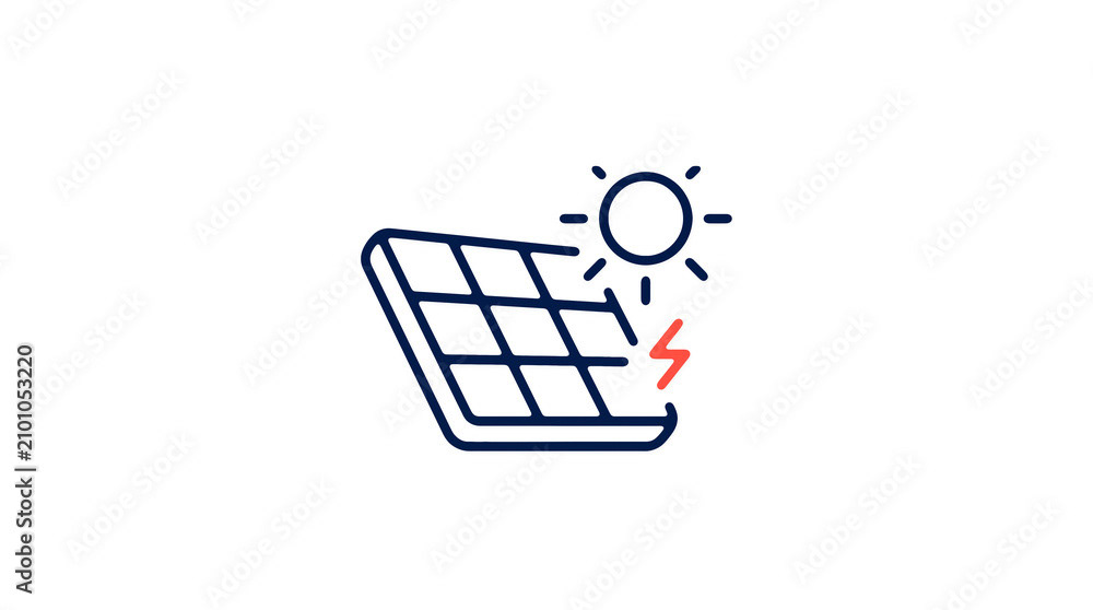 Modern 2D solar power illustration on pure white background for web designers