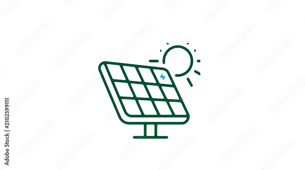Modern 2D solar power illustration on pure white background for web designers