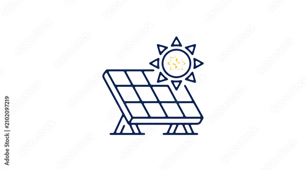 Modern 2D solar power illustration on pure white background for web designers