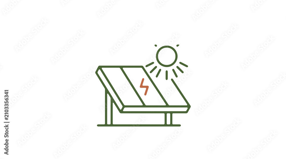 Modern 2D solar power illustration on pure white background for web designers